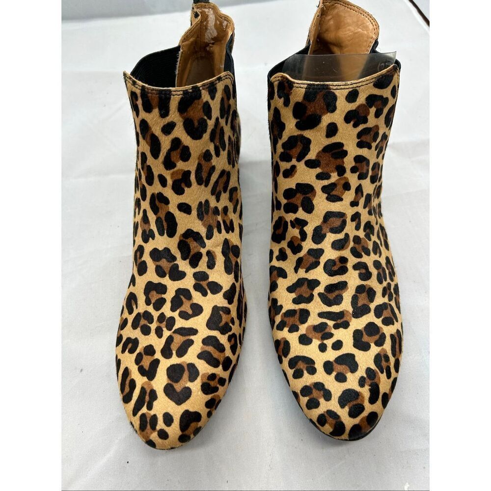 J.Crew Leopard Print Haircalf Chelsea Ankle Boots Low Heel Western - Picture 5 of 7